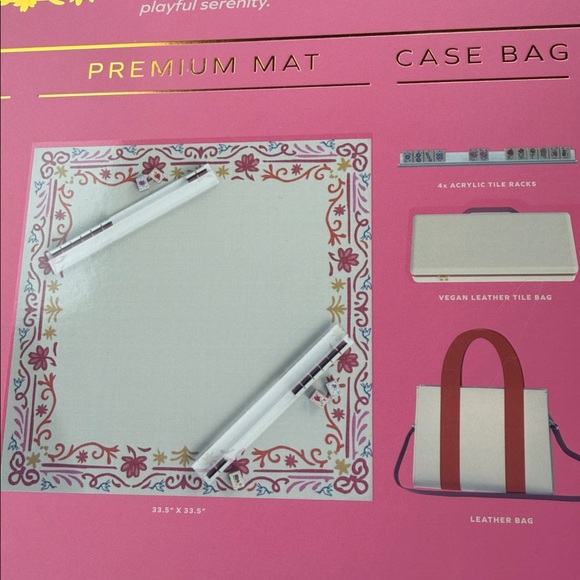 NWT Mahjong Mah Jongg Set Blooming Edition Floral Bag Mat Case Bag Racks Pink - Picture 8 of 16